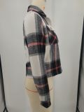 Women Autumn and Winter Plaid Crop Shirt Top