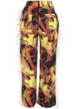 Printed Pocket Loose Casual Pants
