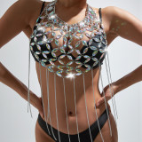 Women Gemstone Hollow Bra Bikini Suspender Belt Chain