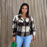 Women Autumn and Winter Plaid Crop Shirt Top
