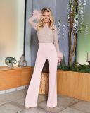 Women Feather Patchwork Jumpsuit
