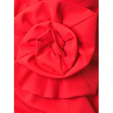 Solid Color Strapless Flower  One-Piece Swimsuit Skirt Set