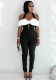 Women Spring Contrast Color Patchwork V-Neck Halter Neck Backless Jumpsuit
