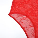 Women Pearl Lace Suspender See-Through Jumpsuit Sexy Lingerie