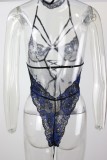 Women flower embroidered lace-up hollow v-neck Sexy Lingerie