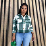 Women Autumn and Winter Plaid Crop Shirt Top