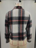 Women Autumn and Winter Plaid Crop Shirt Top