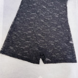 Women's Spring Summer Style Fashionable And Sexy Tight Fitting See-Through Lace Jumpsuit Underwear Two-Piece Set