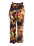 Printed Pocket Loose Casual Pants