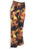 Printed Pocket Loose Casual Pants