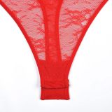 Women Pearl Lace Suspender See-Through Jumpsuit Sexy Lingerie