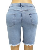 Spring/Summer Women's High Street Ripped Denim Shorts
