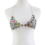 Women Gemstone Hollow Bra Bikini Suspender Belt Chain