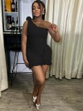 Women's Solid Color Sexy Slash Shoulder Sleeveless Low Back Bodycon Casual Trendy Dress