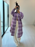 Spring Women's Clothing Fashionable Turndown Collar Pocket Plaid Shirt