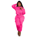 Stylish Patchwork Hooded Hoodies Cargo Pants Casual Two-Piece Set