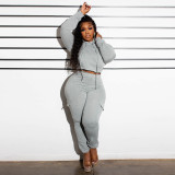 Stylish Patchwork Hooded Hoodies Cargo Pants Casual Two-Piece Set