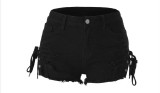 Summer Casual High Waist Stretch Plus Size Ripped Washed Denim Shorts