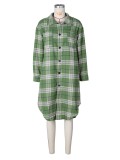 Spring Women's Clothing Fashionable Turndown Collar Pocket Plaid Shirt