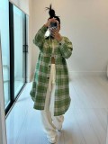 Spring Women's Clothing Fashionable Turndown Collar Pocket Plaid Shirt