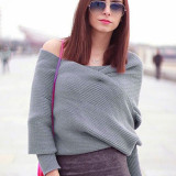Spring V-Shaped Cross Off Shoulder Knitting Sexy Sweater
