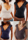 Lace Trim Short-Sleeved Deep V Neck Sexy T-Shirt Top