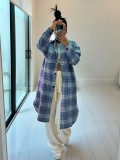 Spring Women's Clothing Fashionable Turndown Collar Pocket Plaid Shirt