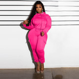 Stylish Patchwork Hooded Hoodies Cargo Pants Casual Two-Piece Set