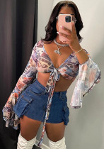 Women's Washed Stretch Denim Shorts