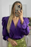 Spring Summer Long Sleeve Loose Satin Shirt Casual Party Top