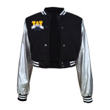 Women Embroidered Patchwork Baseball Jacket