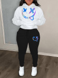 Women Casual Color Block Letter Print Hoodies and Sweatpants Two-piece Set