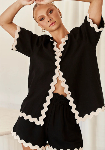 Women Shirt Casual Two Piece Set