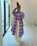 Spring Women's Clothing Fashionable Turndown Collar Pocket Plaid Shirt