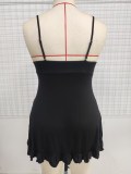 Plus Size Women V neck suspender skirt sexy lingerie