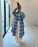 Spring Women's Clothing Fashionable Turndown Collar Pocket Plaid Shirt