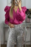 Spring Summer Long Sleeve Loose Satin Shirt Casual Party Top