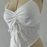 Women Halter Neck Lace-Up Drawstring Irregular Halter Top