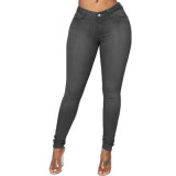 Women's Stretch Tight Fitting High Waist Washed Denim Pants