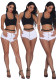 Plus Size Women Fishnet Stockings Pantyhose Ripped Mesh Denim Pants