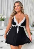 Plus Size Women V neck suspender skirt sexy lingerie