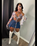 Women's Washed Stretch Denim Shorts