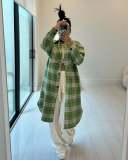 Spring Women's Clothing Fashionable Turndown Collar Pocket Plaid Shirt