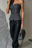 Spring Summer Ashionable Zipper Strapless Fashion Top