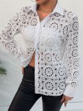 Spring Long Sleeve Lace V Neck Women's Shirt