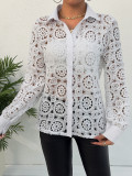 Spring Long Sleeve Lace V Neck Women's Shirt