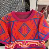 Summer Short Loose Contrasting Color Trendyknitting Top Short-Sleeved T-Shirt