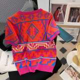Summer Short Loose Contrasting Color Trendyknitting Top Short-Sleeved T-Shirt