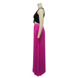 Women Solid High Waist Pleated Slit Skirt