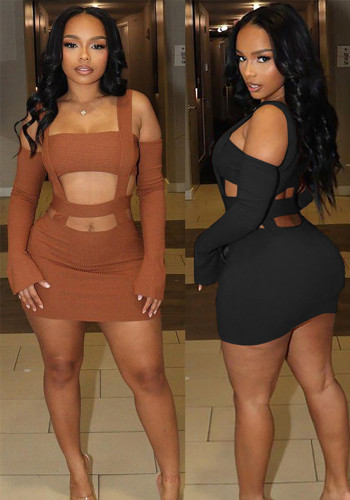 Women Sexy Hollow Suspender Bodycon Dress